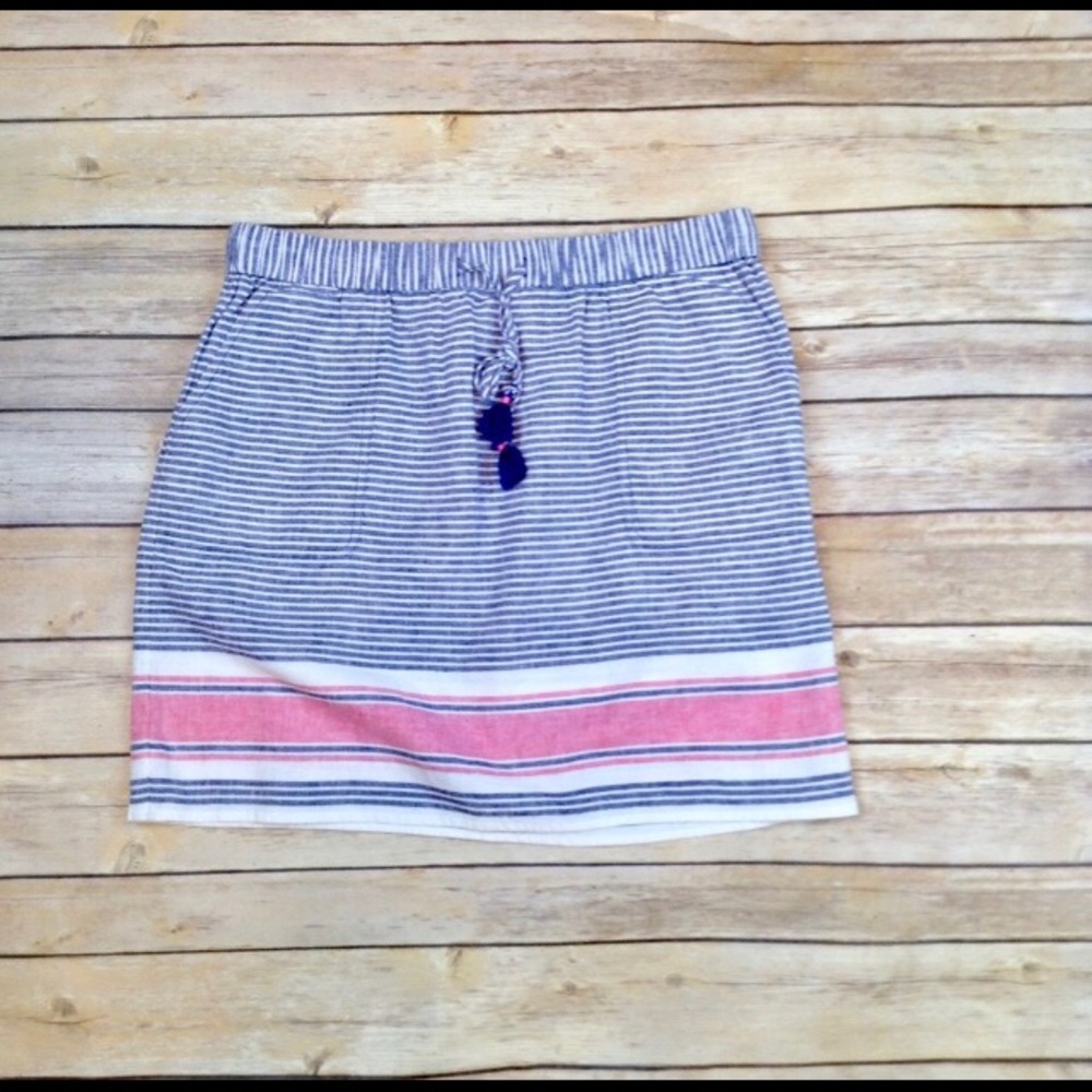 Vineyard Vines Skirt XS Navy Pink Striped Pockets